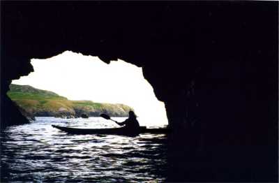 Kayaker in cave